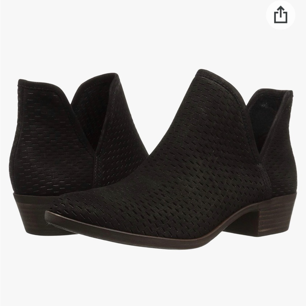 Black, genuine, leather lucky brand ankle boots, size 10